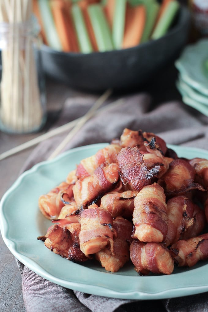 Instant Pot Bacon Wrapped Buffalo Chicken Bites.