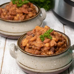 Instant Pot Beef Bean Stew in bowls.