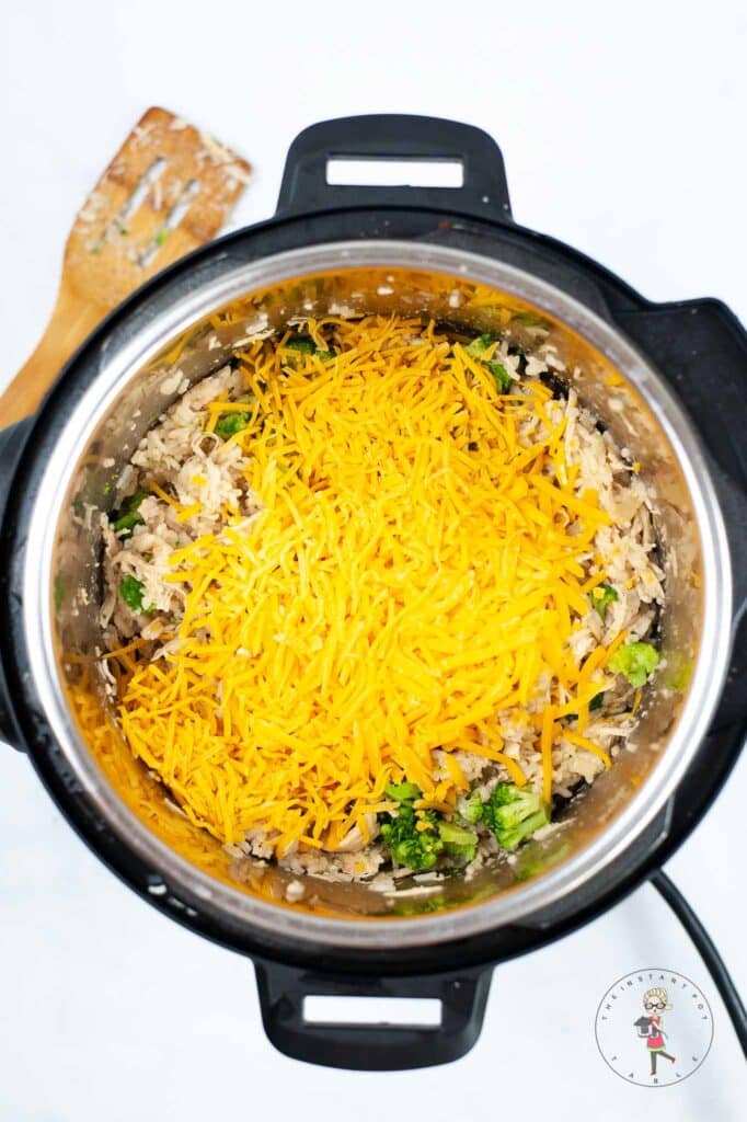 Cheesy Chicken Broccoli Rice in the Instant Pot.