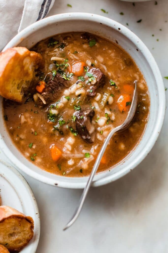 Instant Pot Beef Barley Soup.