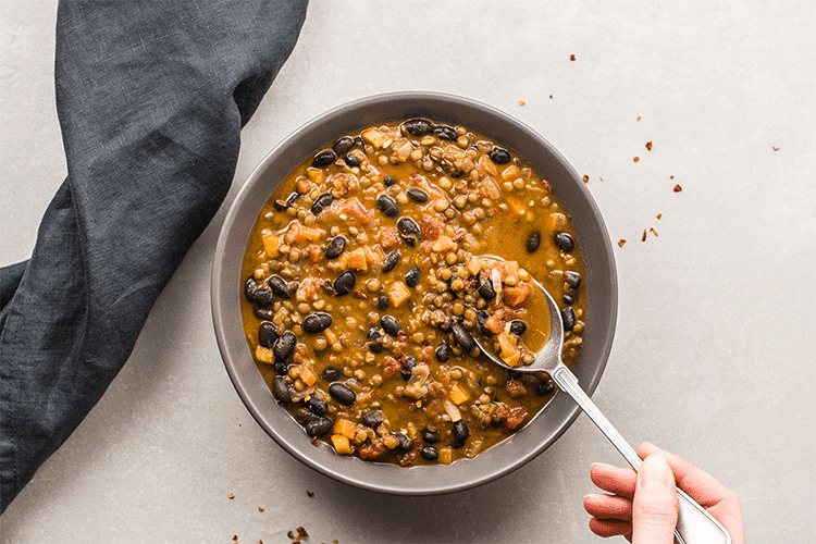 Protein-Packed Black Bean and Lentil Soup.