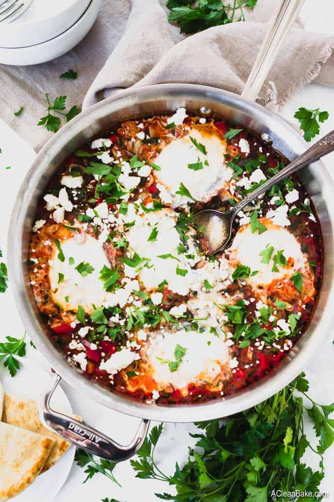Shakshuka with Feta and Extra Veggies, Gluten.