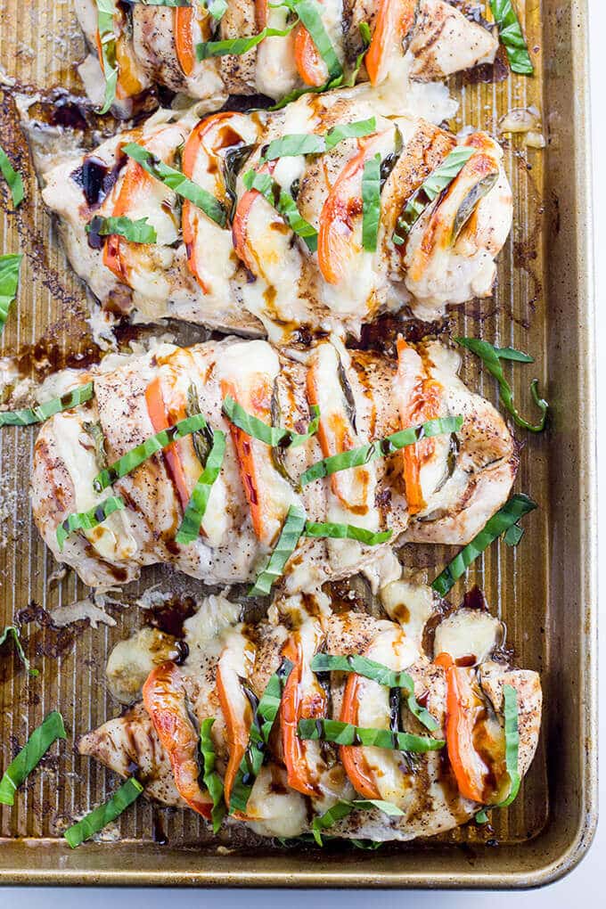 Low Carb Caprese Hasselback Chicken.