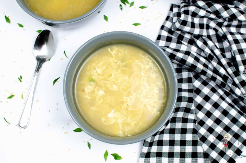 Making Egg Drop Soup.