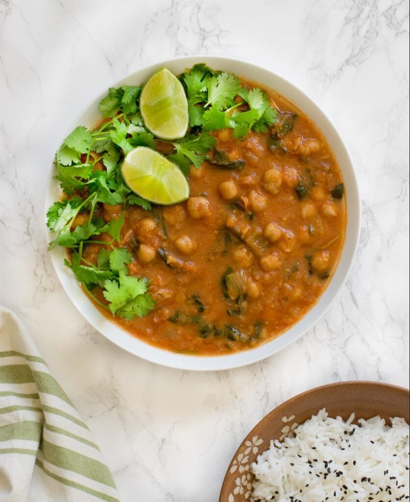 Best Instant Pot Spinach Recipes 8 chickpea chana masala