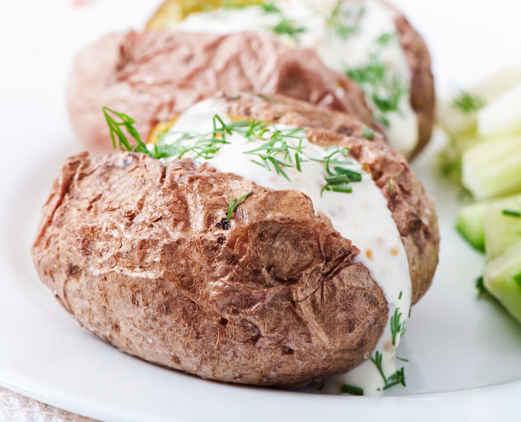 Baked Potato Filled with Sour Cream.