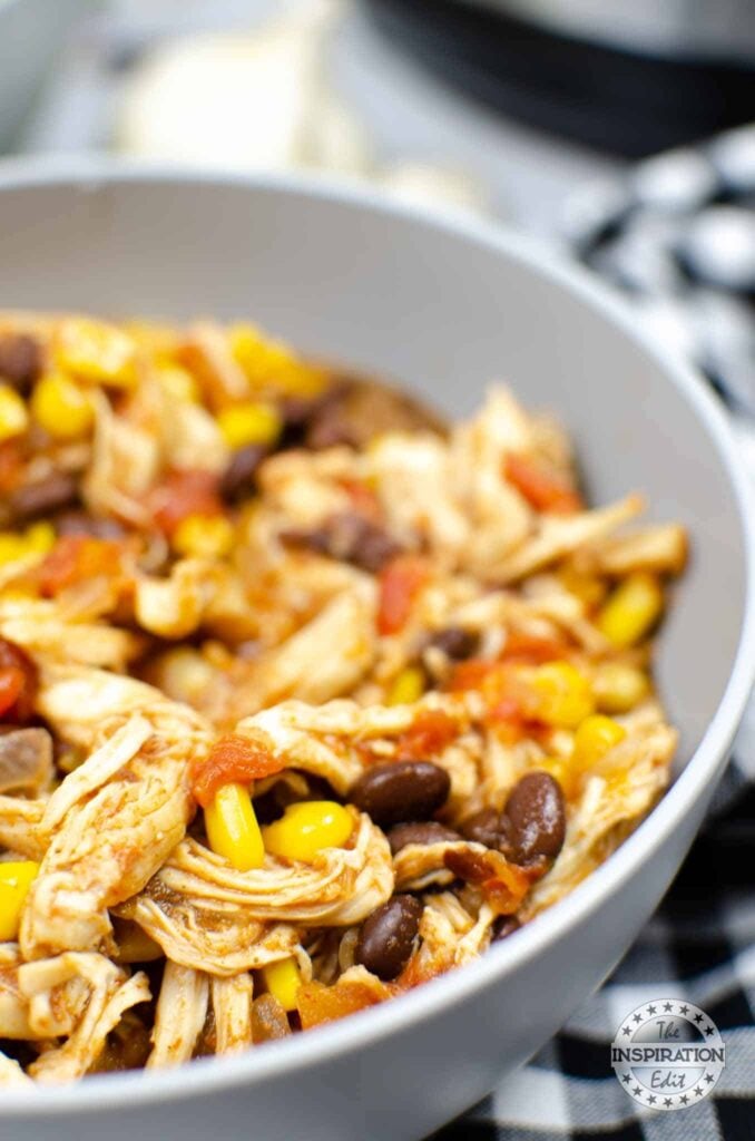 Instant Pot Taco Soup in Bowl Close Up.