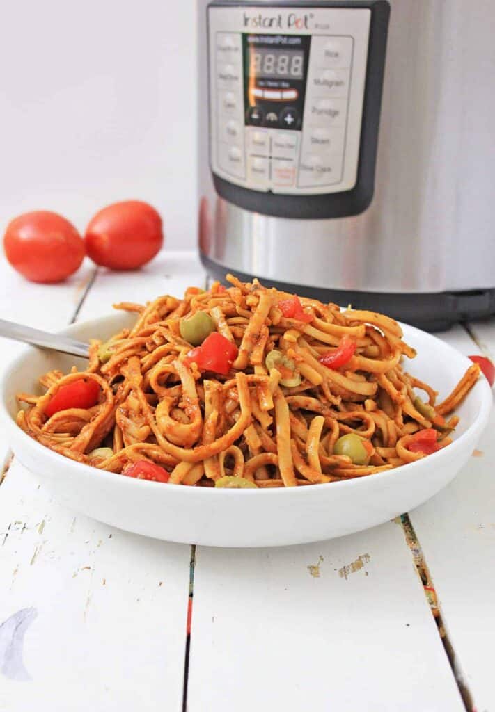 Instant Pot Puttanesca Pasta.