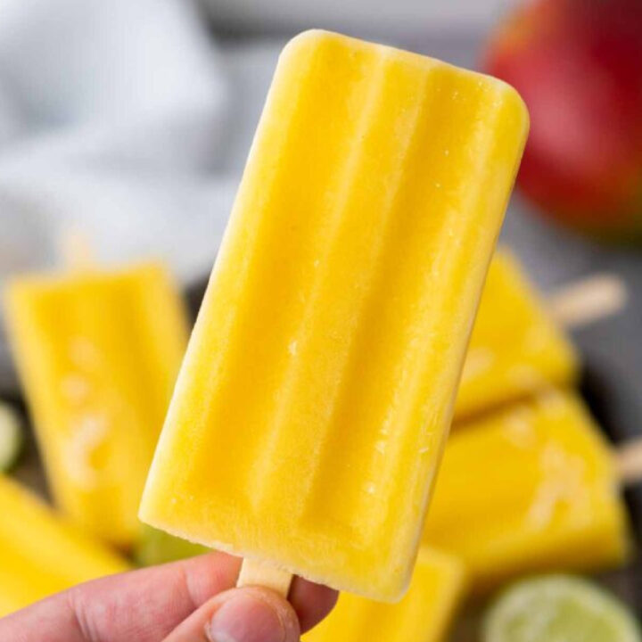 Mango popsicles with coconut and lime.